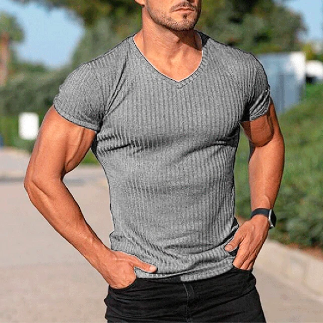 T Shirt For Men Summer Cotton Tops Solid Colors Blank Tshirts O-neck Men  Clothing Plus Size M to 5XL