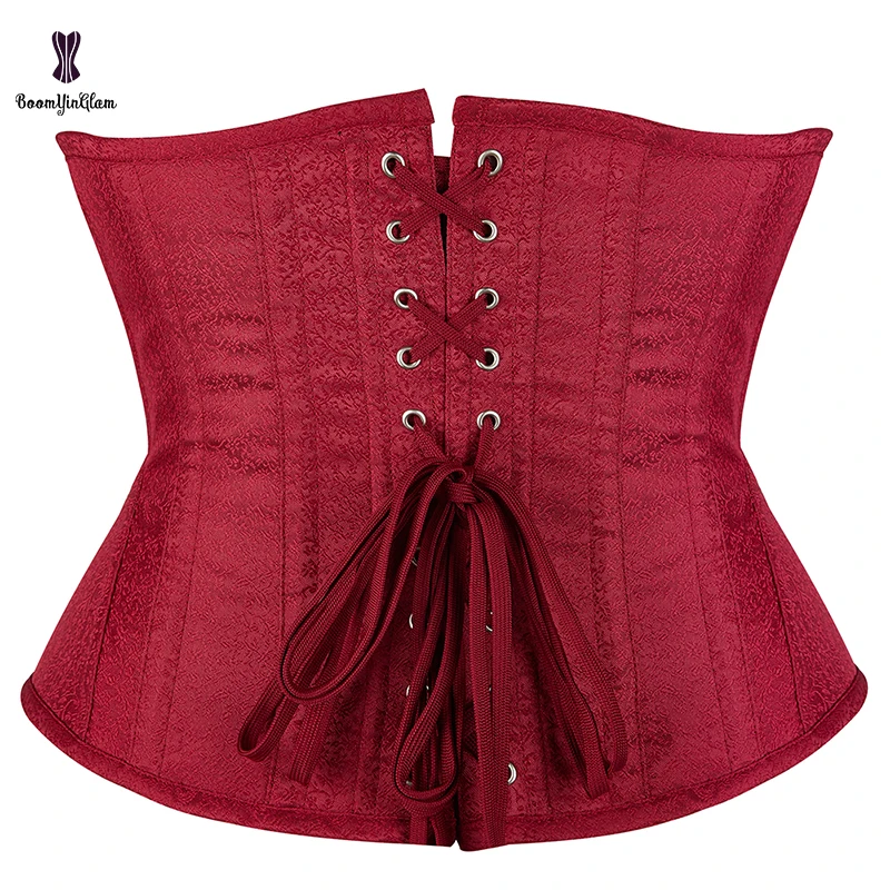 5 Brooches Brocade Gothic Corselet Chest Binder Busier Shaper Plus Size XXS-6XL14 Steel Bone Waist Trainer Corset Red For Women