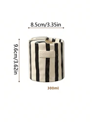 Vintage Striped Hand - Painted Ceramic Mug - Creative Dual - Use Cup - 301 - 400ml (Black)
