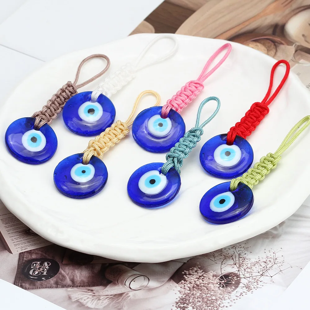 Turkish Evil Eye Keychains Lucky Blue Eye Charm Weave Key Chain Keyring for Men Women Car Key Pendant