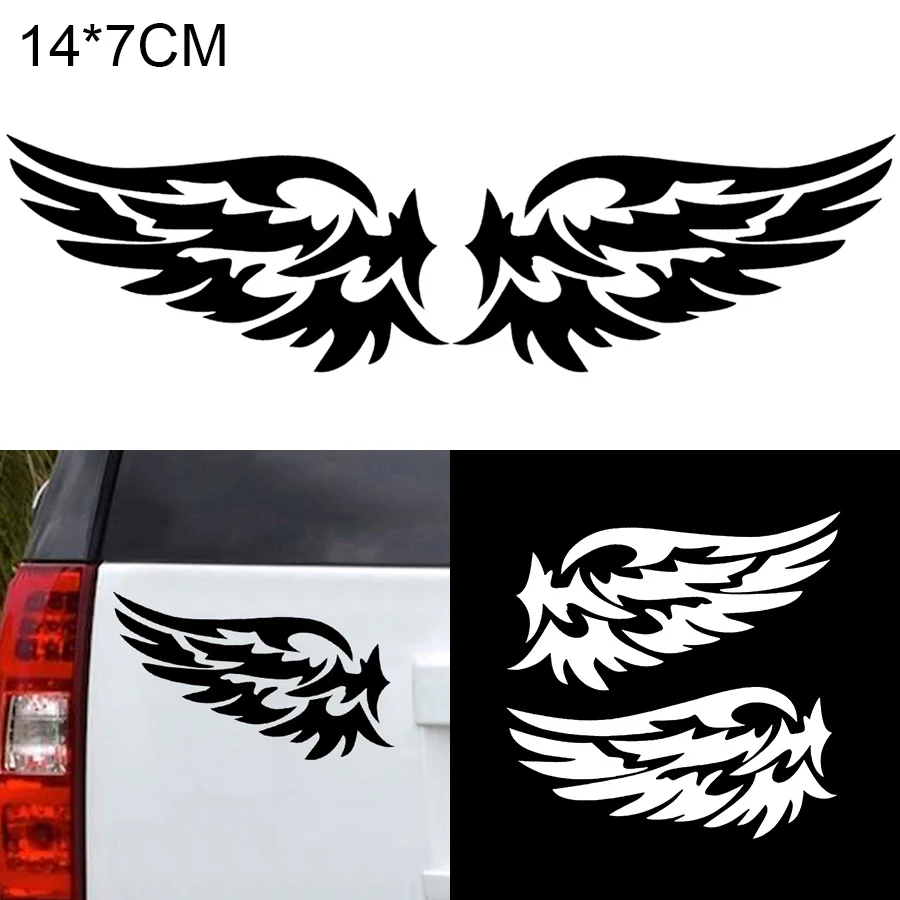 

14x7 CM Car Stickers Angel Wings Pattern Outdoor Reflective Car Motorcycle Body Bumper Hood Decals Window Scratch Stickers