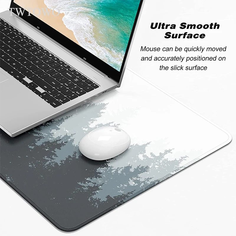 Borracha Natural Anti-slip Mouse Pad Tapete de Jogo Grande Árvores da Floresta Cinzenta Mouse Pad Teclado Computador Xxl xl Novo - Imagem 4