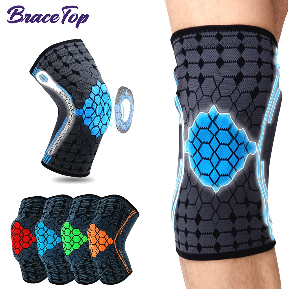 BraceTop 1 PC New Weaving Silicone Knee Sleeve Pads Supports Brace
