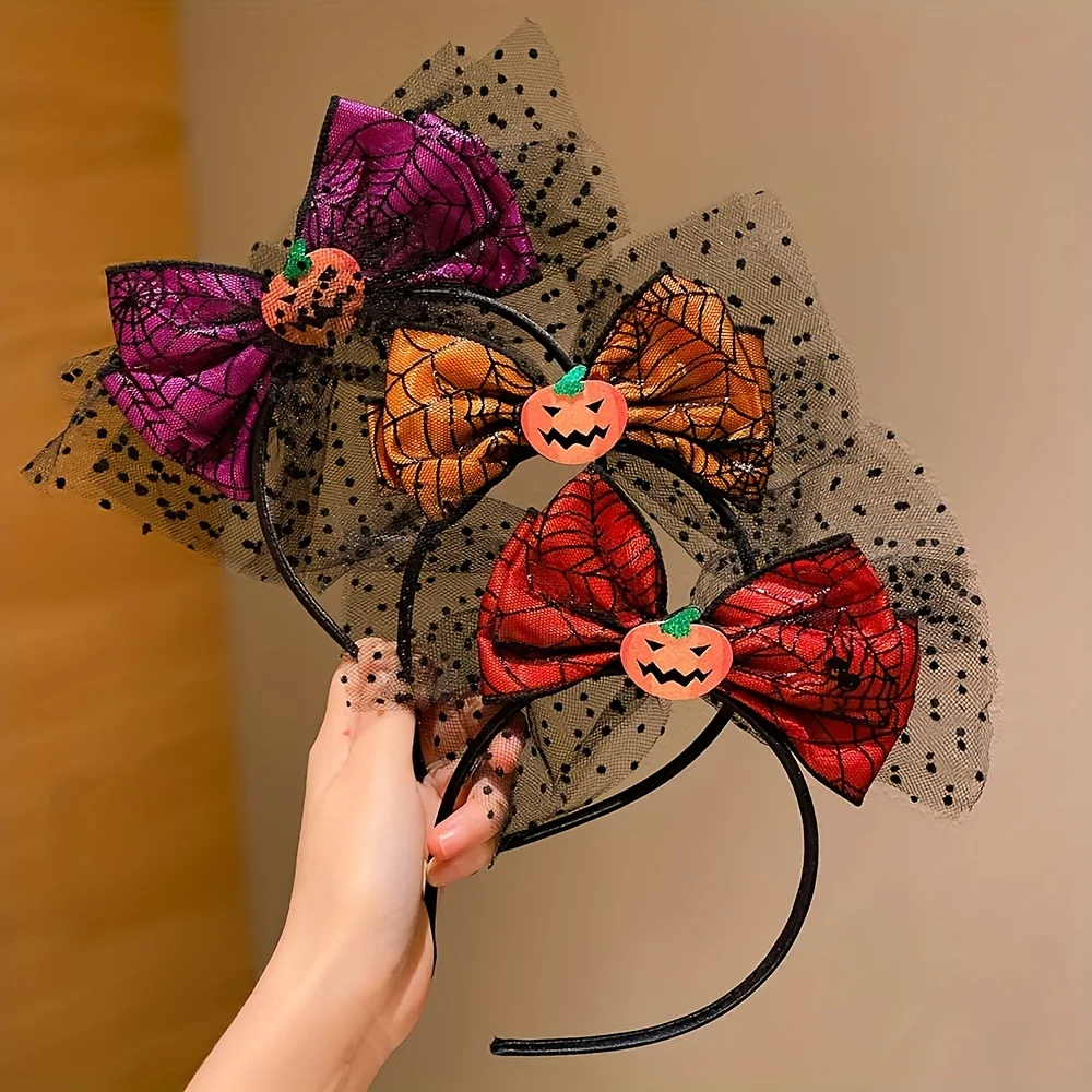 3 Pieces of Halloween Girls' Headbands Funny Pumpkin Little Girl Headbands Party Holiday Dress up