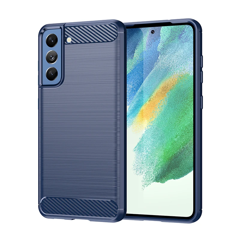 Luxury Matte Carbon Fiber Shockproof Phone Case with Soft Bumper Cover