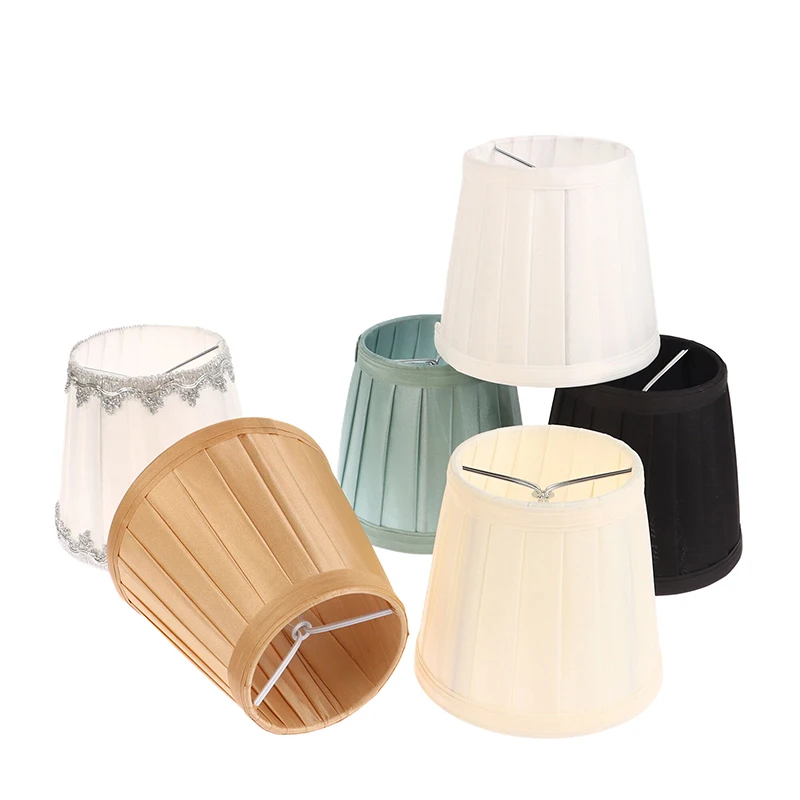 2 Abat-jour Tambour Clip Jaune Et Or – Fer + Tissu, Pour Ampoule E14 (9,2 X 14,2 X 13 Cm)