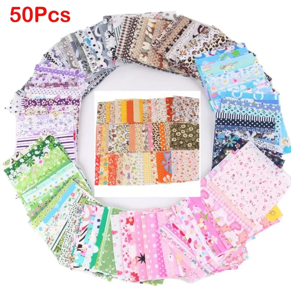 50 Piece Set of 10x10cm Square Cotton Fabric for Patchwork Quilting and DIY Crafts