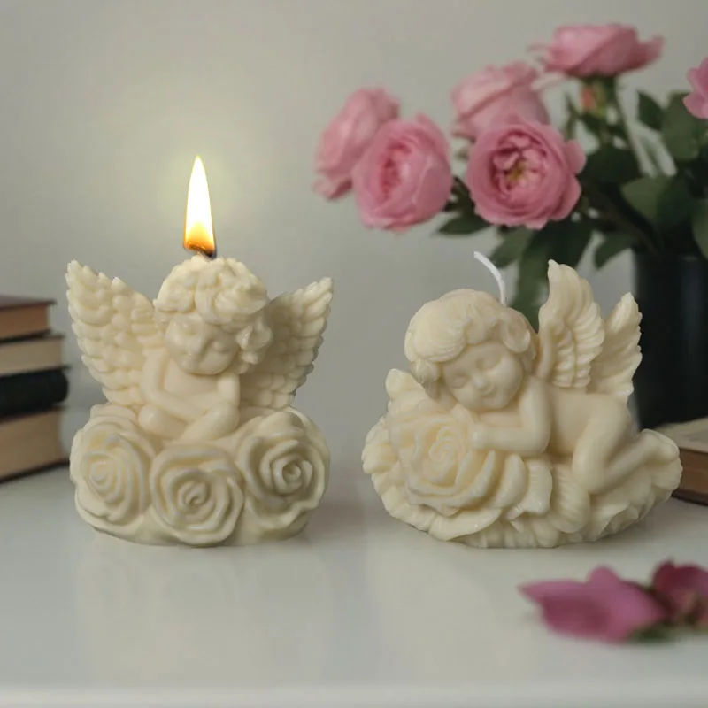 3D Rose Angel Children Candle Silicone Mold Handicraft Seashell Angel Kids Aromathic Candle Plaster Resin Mould Craft Decor Gift silicone mold,silicone candle mold,aromatherapy candle mold,silicone candle molds,candle mold