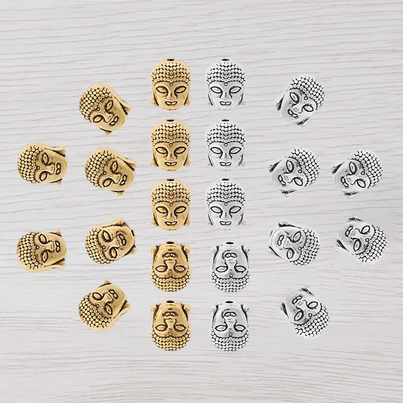 

30pcs Gold Tone 3D Buddha Head Spacer Beads Charms Pendants for DIY Bracelet Jewelry Making Findings Accessories