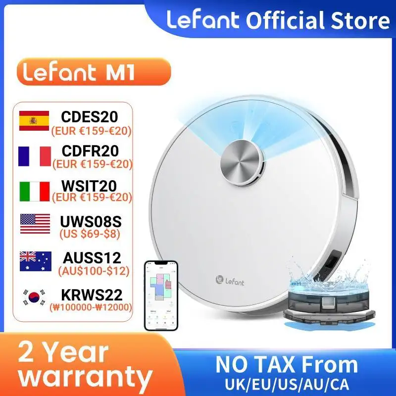 Lefant M1 LDS Robot Vacuum Cleaner Multi Plane Mapping 4000Pa Suction Schedule App/Alexa Control for Pet Hair