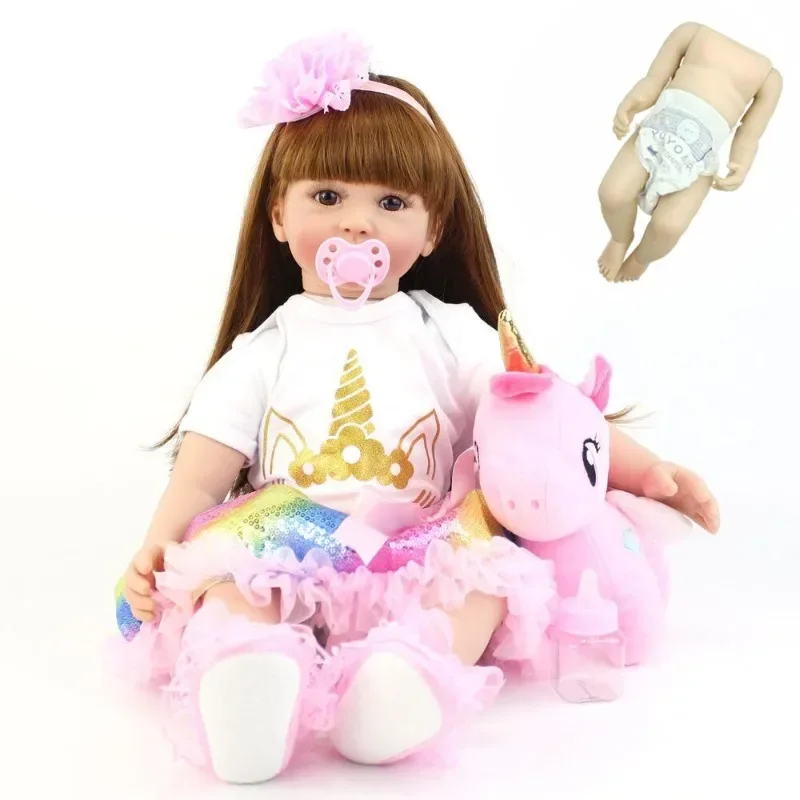 60CM 24inch Reborn Dolls Lifelike Reborn Toddler Doll Alive Baby Cloth Body Realistic Girl Birthday Gift Baby Girl Doll Kit