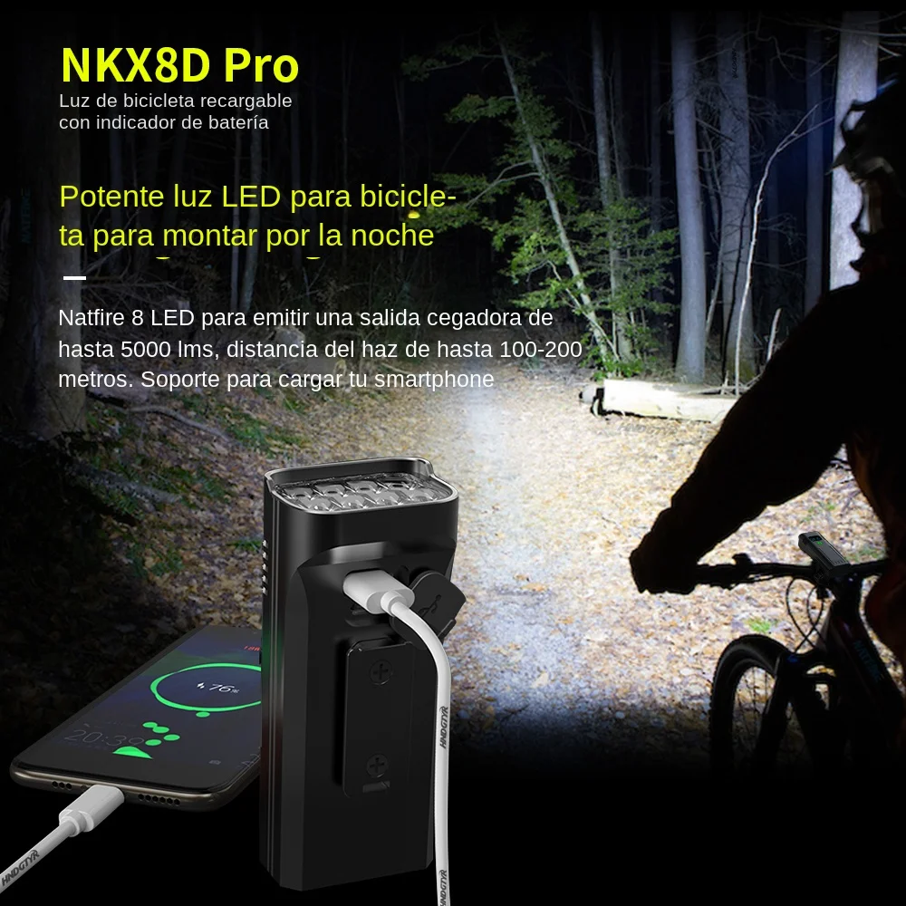 Faro LED de alta potencia para bicicleta, linterna recargable por USB,  batería Digital, 10000mAh, 6-12LED, 5000LM - AliExpress