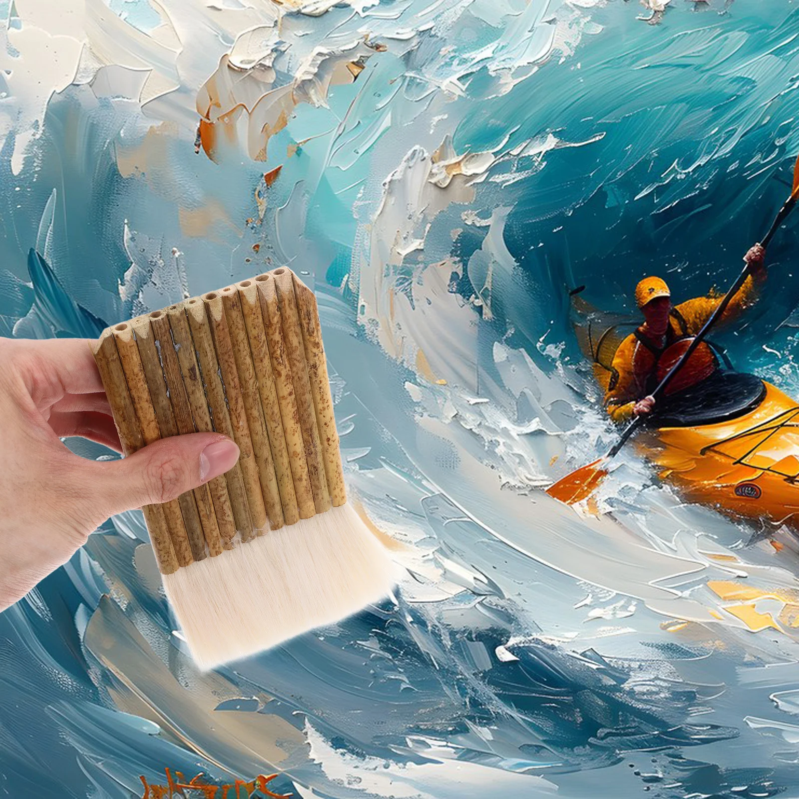 2개입 대나무 손잡이 헤이크 브러쉬 부드러운 브리슬 캘리그래피 스케치 도예 수채화 유화 아크릴 페인트 글루 브러쉬