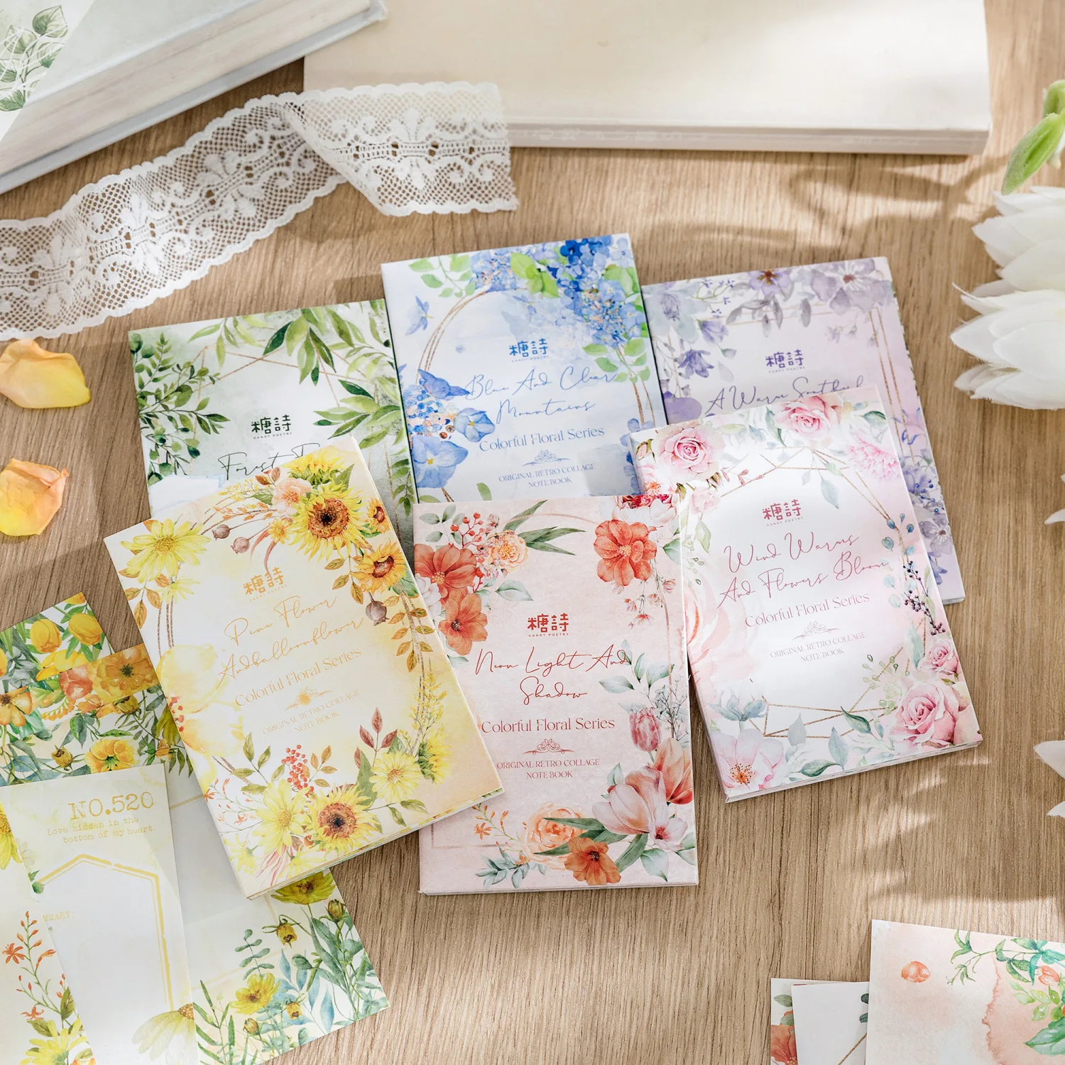 

60 Sheets/pack Flower Street Memo Romantic Vintage Plants Flowers Hand Ledger Diary Message Decoration Material Paper