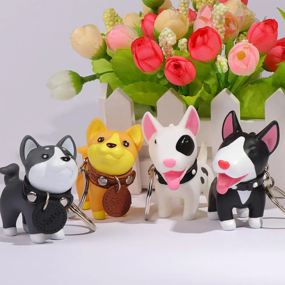 Portachiavi Cane Carino Anime Craft Doll Toys Portachiavi Shiba Inu Bull Terrier Portachiavi Regalo Zaino Decorazione Accessori Chiave Auto