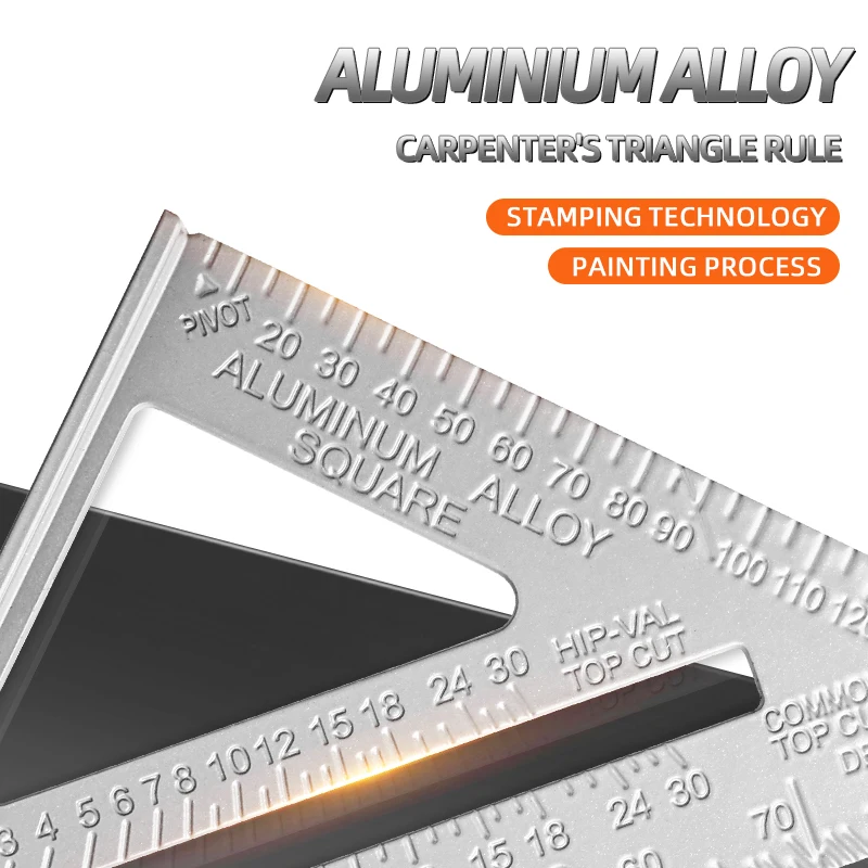 Triangle Ruler AIRAJ 7Inch Triangle Ruler Aluminium Alloy Carpenter Inch Metric Angle Ruler Guide Percision Measurement Tool Woodworking Tools