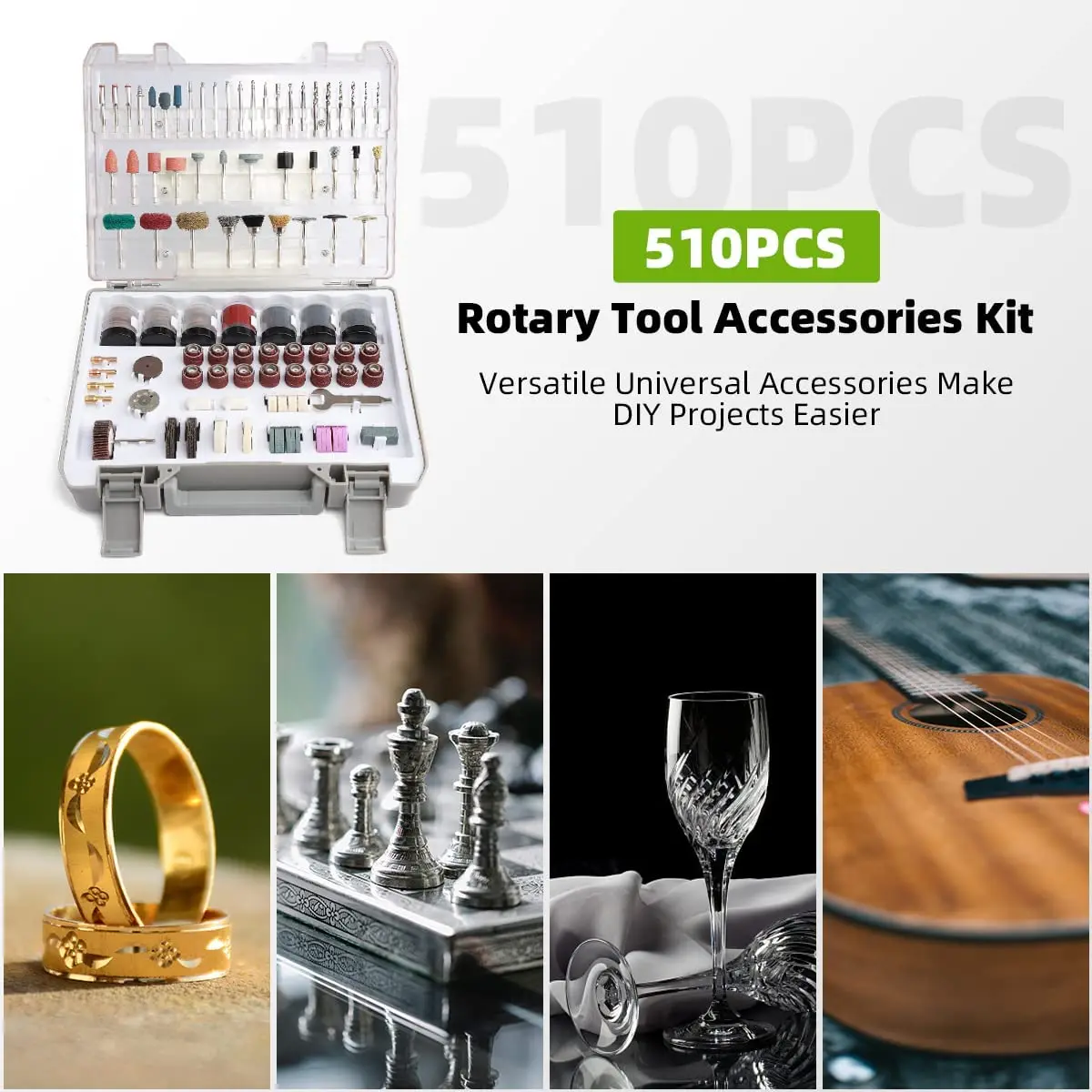 510PCS Rotary Tool Accessories Set Electric Mini Drill Bit Kit Sanding Polishing Cutting Engraving Heads for Dremel 2