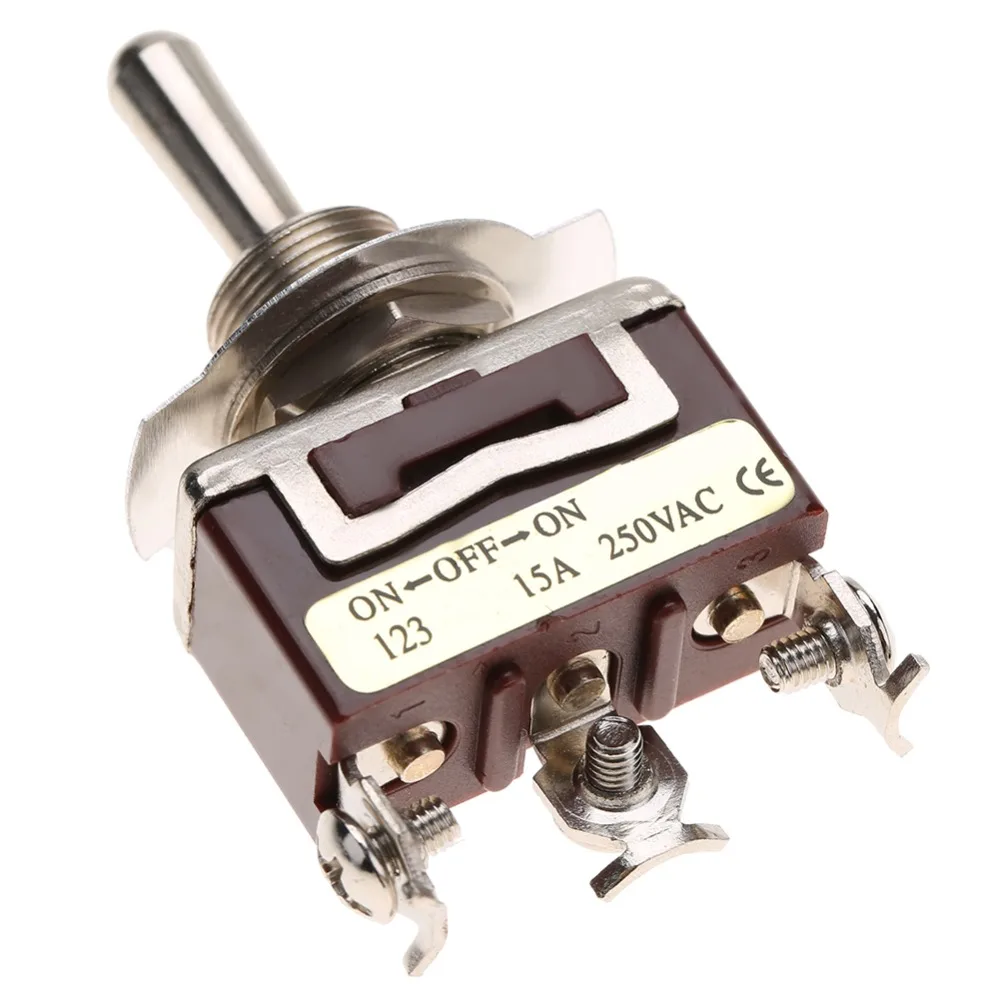 3위치 3핀 순간 토글 스위치 15A 250V 12mm ON-Off-ON 토글 스위치 컴팩트 사이즈 간편 장착 SPDT 스위치