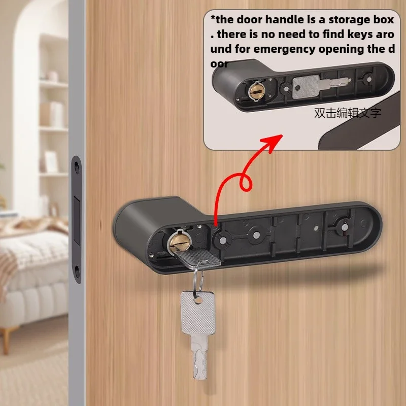 European One-word Handle Door Lock Hidden Keyhole Suitable for Bedroom Study Magnetic Silent Door Lock Minimalist Ecology door lock
