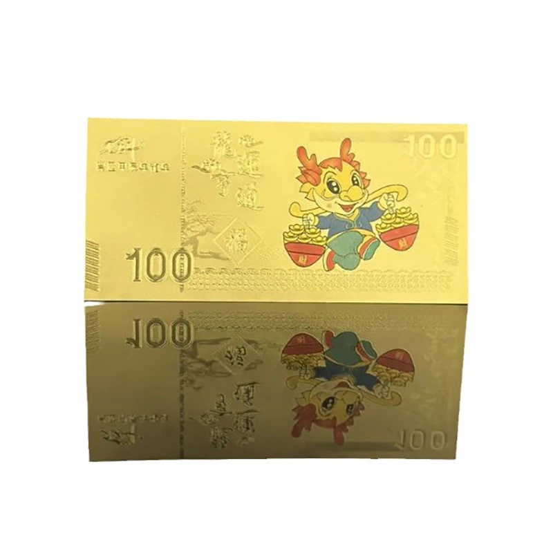 

Памятные монеты на новый год Дракона 2024, красный конверт из золотой фольги с китайским знаком зодиака, памятная банкнота, подарок на Новый год