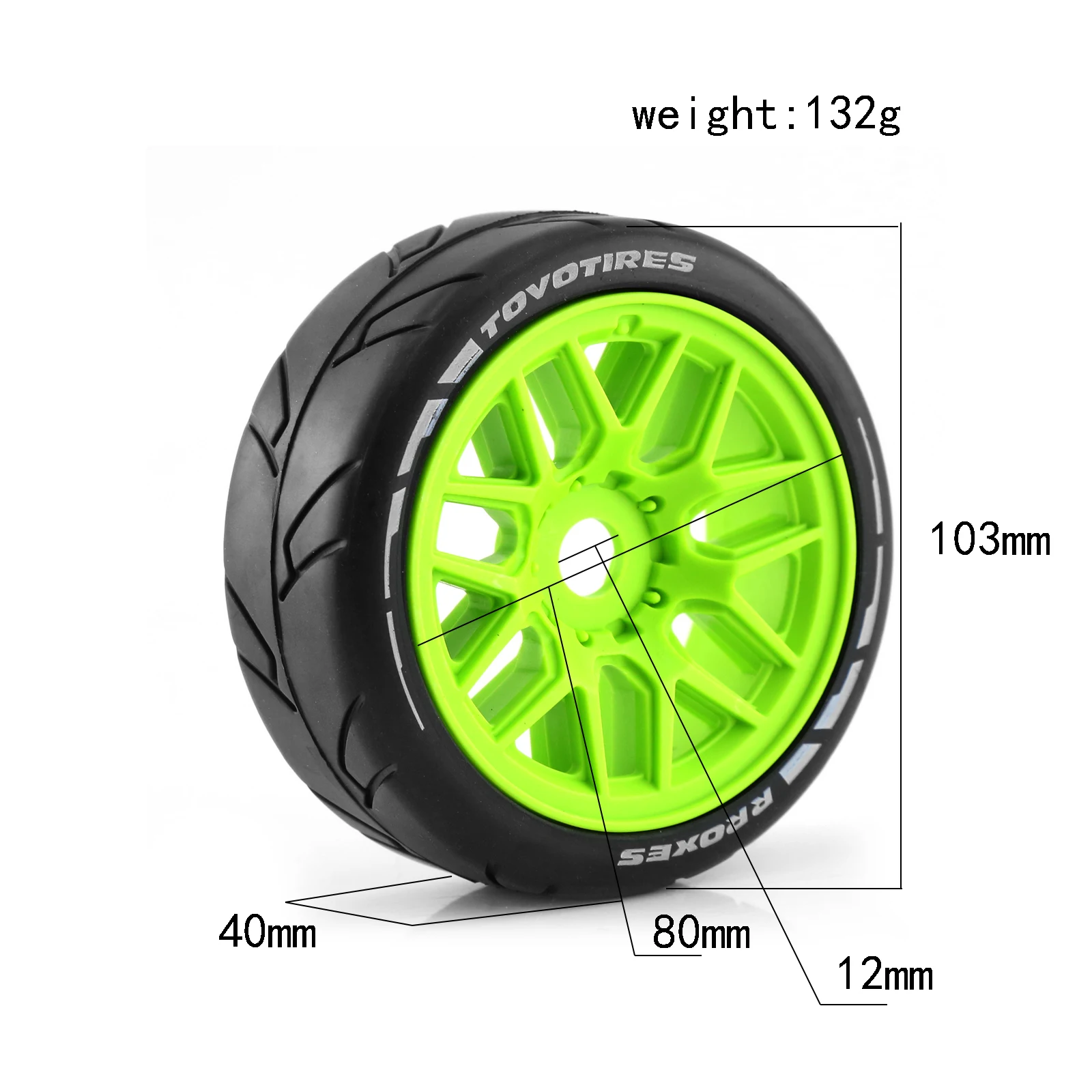 Pneus RC 1/8 Rallye Drift 4 Peças - Kit Preto/Branco/Verde para HPI WR8 HSP