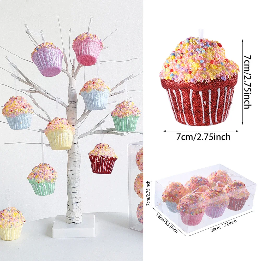 1 caja de decoración navideña, macarrones, pastel, helado, donut, árbol de Navidad, accesorio para fiesta de Año Nuevo 2024, regalo para niños