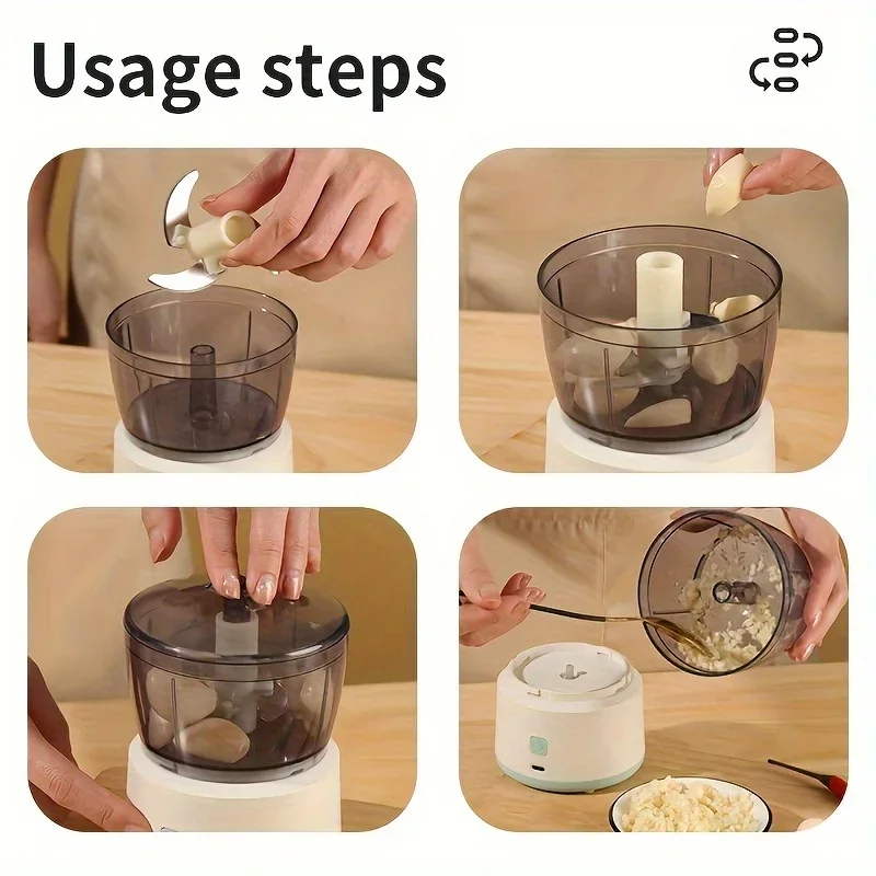 Multifunctional Food Processor - Cordless  Meat & Vegetable Grinder, Chopper, Meat Grinder, Dicer - Portable Mini Food Machine 5