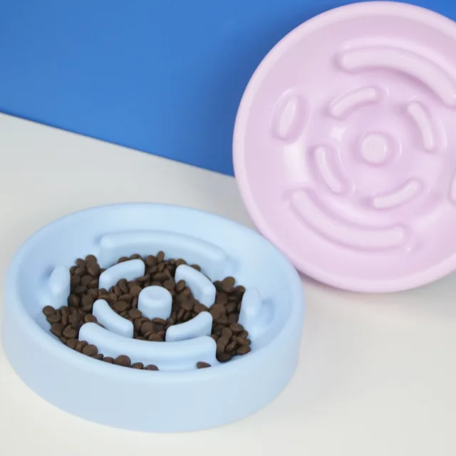 Dog slow food bowl choke prevention Small and medium-sized dog slow food bowl anti upset round thickened pet supplies 3