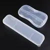 D0JA Portable Transparent Plastic Tableware Case Spoon Fork Storage Box Cutlery Organizer Travel 6
