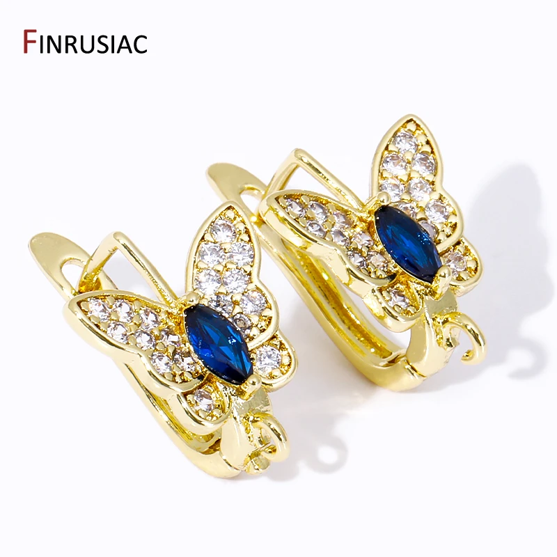 18K Gold Plated Brass Inlaid Zircon Shvenzy Earring Hooks For Jewelry Making Accessories, Earwire Fixtures,DIY Earring Findings 2