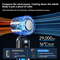 Ventilateur électrique portatif de réfrigération, ventilateur turbo violent à grande vitesse, ventilateur pliable à suspendre au cou, poche à glace, petit ventilateur de bureau, extérieur 4