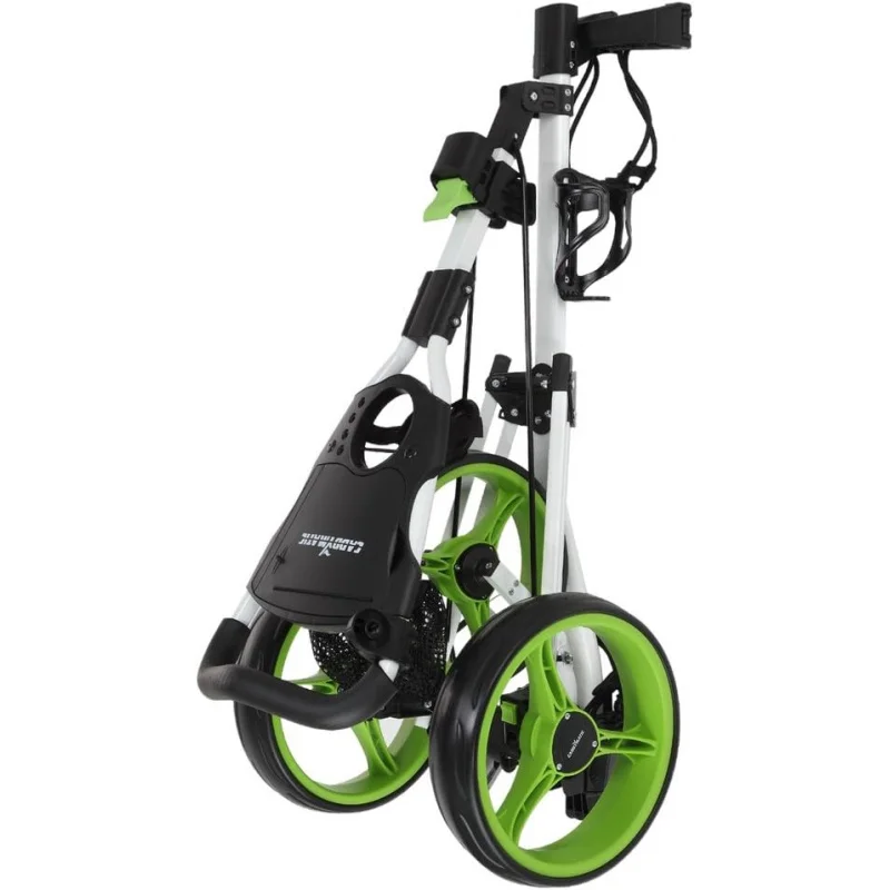 Aqgolf X-EME 3 wheel push/pull golf cart with seat white/green