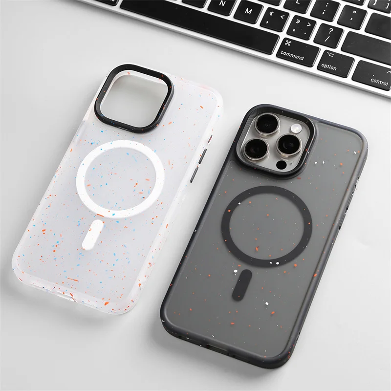 

Art abstract splash-ink print Matte Magsafe case for iphone 14pro 13 15pro 14 15pro max Wireless charge Shockproof bumper cover