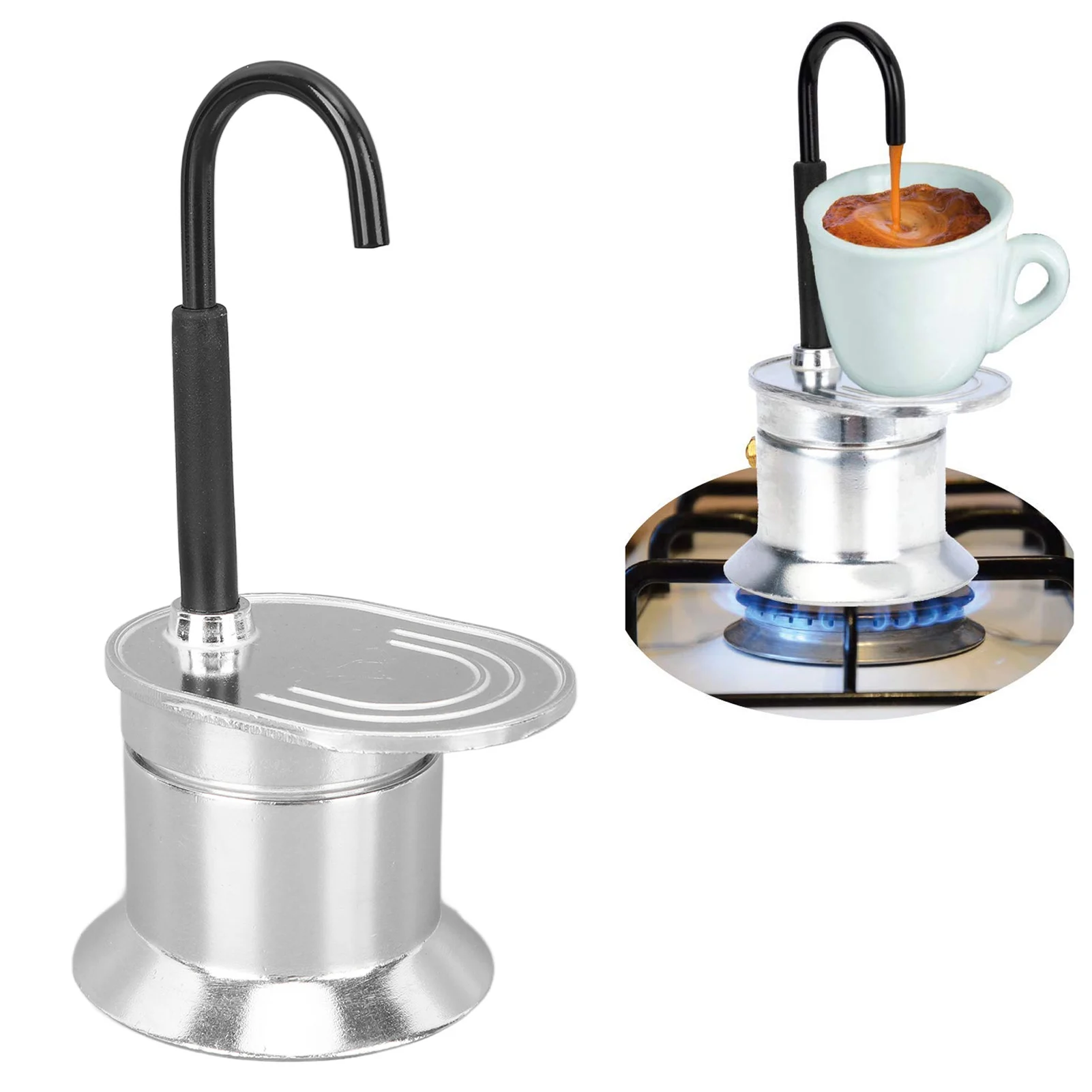 Single Tube Moka Pot 1 Cup 50ML Aluminum Alloy Spout Stovetop Italian Coffee Maker for Outdoor Parties Travel