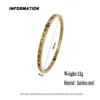 Classic Roman Numeral Zircon O Shape Stainless Steel Gold Plated Bracelet, High Quality Waterproof Wedding Party Jewelry 5