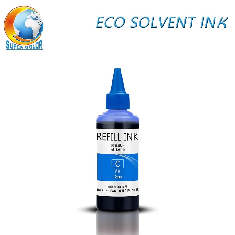 100ML x 4pc Eco Solvent Ink for Epson for Roland Mimaki or DX4 DX5 DX6 DX7 Printhead Printer Water Based Refill Ink Kit