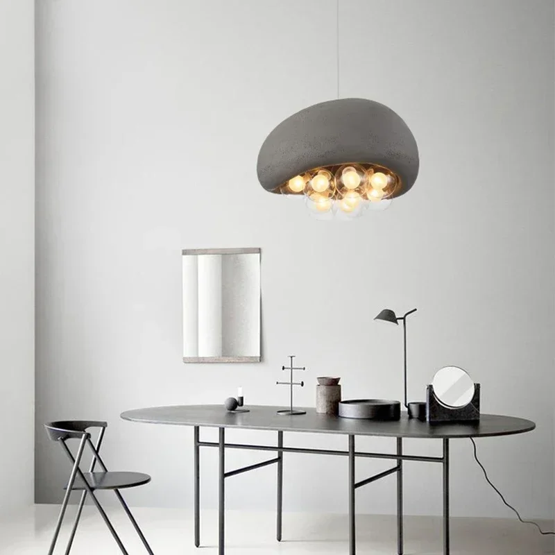 

Nordic Cream Style Restaurant LED Pendant Lamp Bar Table Designer Creative Cement Living Room Bedroom Chandelier Light Fixtures