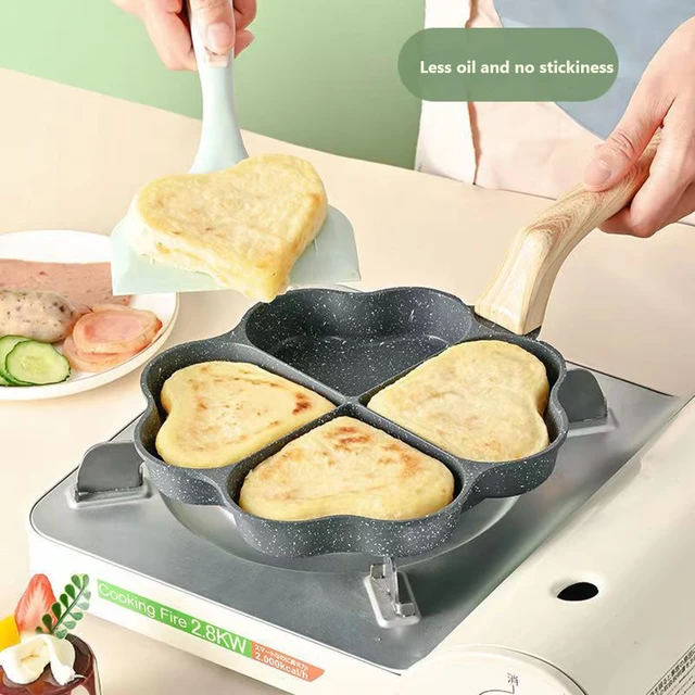 Medical Stone Breakfast Pan,Nonstick 4 Section Frying Pan and Egg Frying Pan 4-Cup, Divided Frying Grill Pan for Egg, Bacon and Burgers, Suitable for