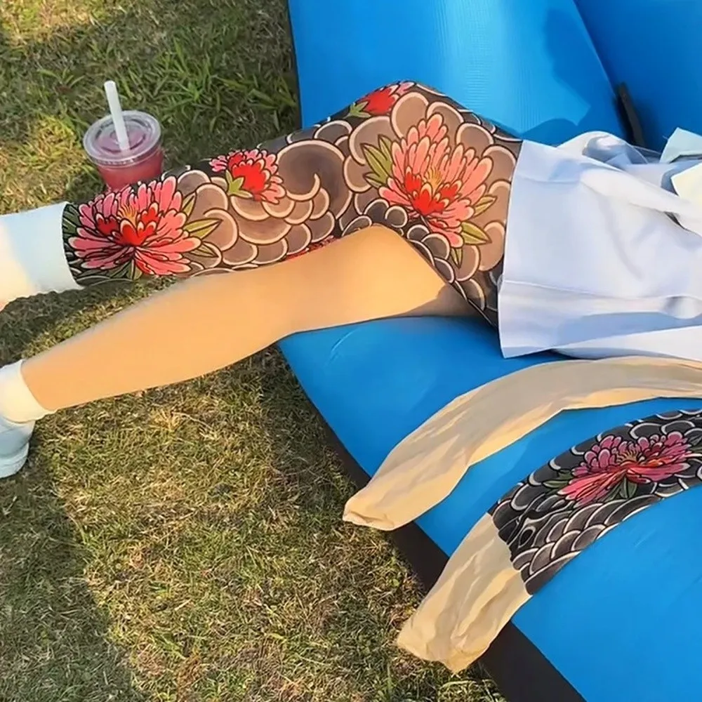 Frauen Sexy Gedruckt Strumpfhosen Gefälschte Tattoo Pfingstrose Strumpfhosen Weibliche Perspektive Mesh Leggings Hohe Strumpfhosen Weibliche Strümpfe – Detail 10