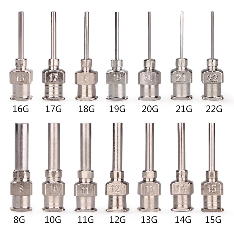 직접 핀 스테인리스 스틸 바늘 팁 접착 기계 액세서리, 0.5 인치, 12 개/1 박스, 8G  19G