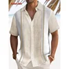 Colorful Stripes Pattern Hawaiian Shirt For Men Color Block 3D Printed Short Sleeve Tops Casual Lapel Aloha Shirts Loose Blouses 1