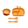 4pcs Baby Dinner PlateInfant Suction Cup Compartment PlateAutonomous Eating Training Bowl and Plate Set 4