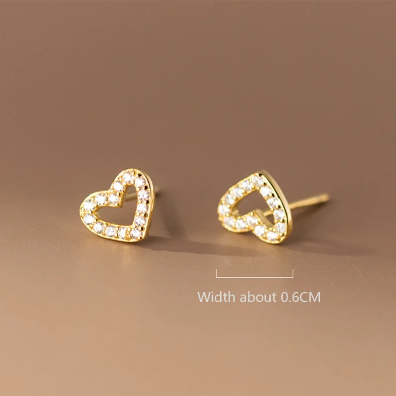 925 Sterling Silver Cute Love Heart Mini Stud Earrings for Women Fashion Sweet Piercing Birthday Party Jewelry Gift