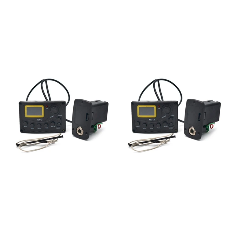 

2X 4-полосный эквалайзер для акустической гитары, предусилитель для басов с цифровым тюнером, звукосниматель для гитары