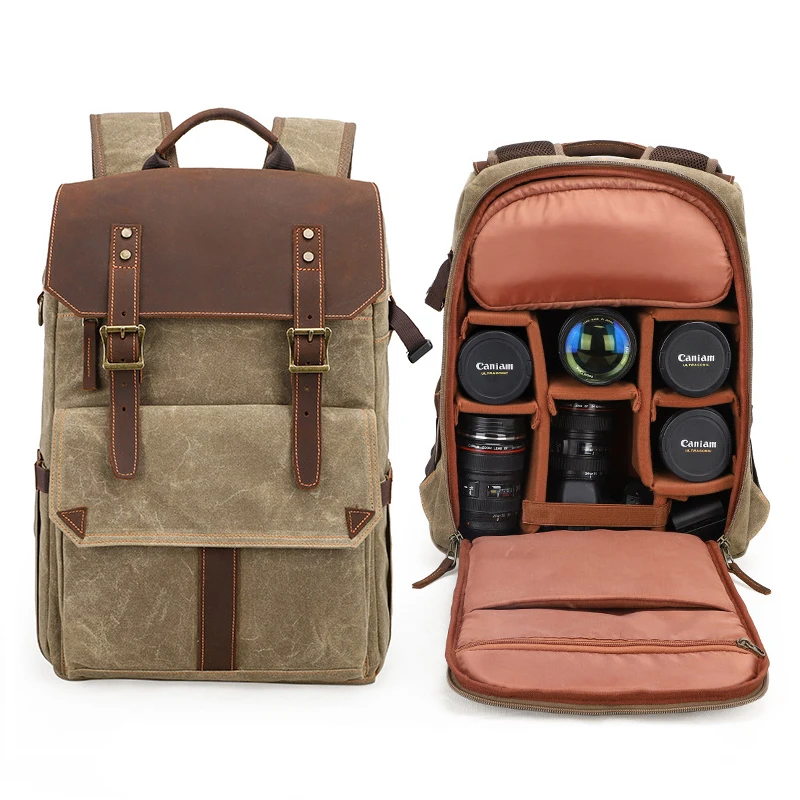 

Водонепроницаемая Холщовая Сумка для фотоаппарата Batik, вместительный рюкзак для фотосъемки на открытом воздухе, сумка для цифровых зеркальных камер с подкладкой, держатель для штатива