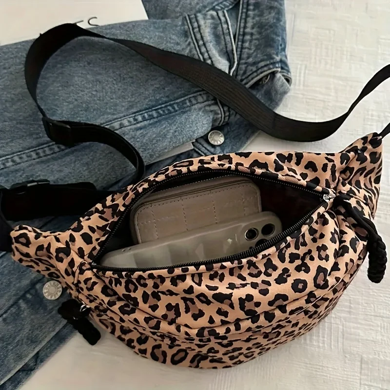 Women's Leopard Print Chest Bag Large Capacity Waist Bag for Women Travel, Shopping, Everyday Use Stylish Shoulder Crossbody Bag