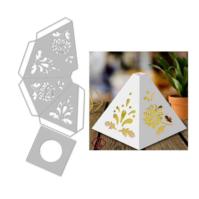 

New 2023 Decoration Flashlight Flower Mini 3D Box Metal Cutting Dies for Scrapbooking Paper Making Frame Card Craft Supplies