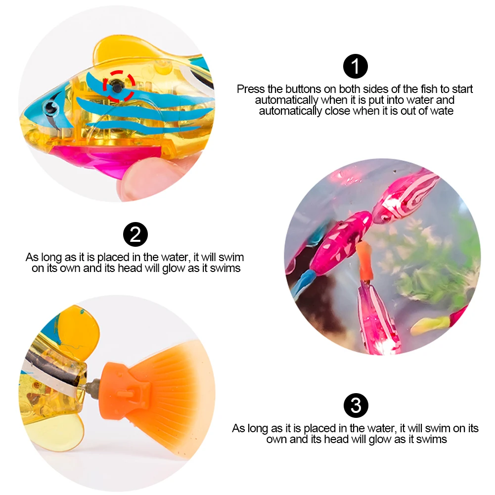 1/3/6/8 pcs Cat Toys Interactive Robot Fish LED Lighted Water Activated Cat Electric Swimming Fish Toy Kitten Cat Fish Toy With