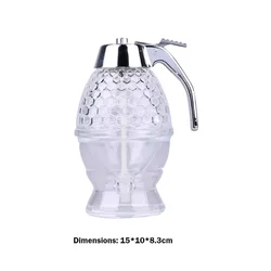 Clear Acrylic Honey Dispenser and Syrup Storage Jar with Portable Holder (1pc)
