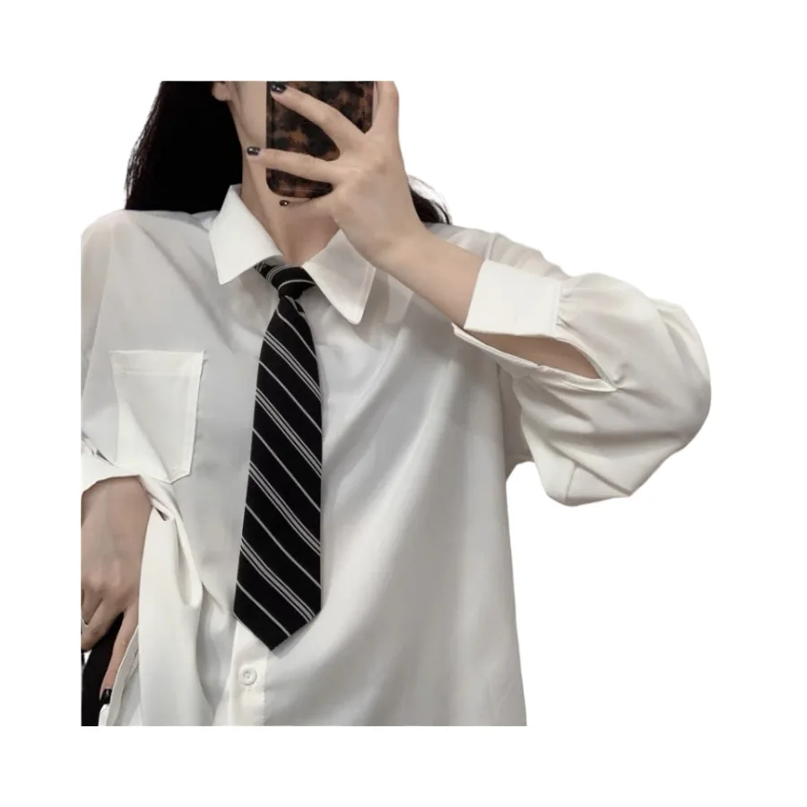 Brown retro tie women's fruit green coffee handmade casual shirt candy colored trendy versatile tie